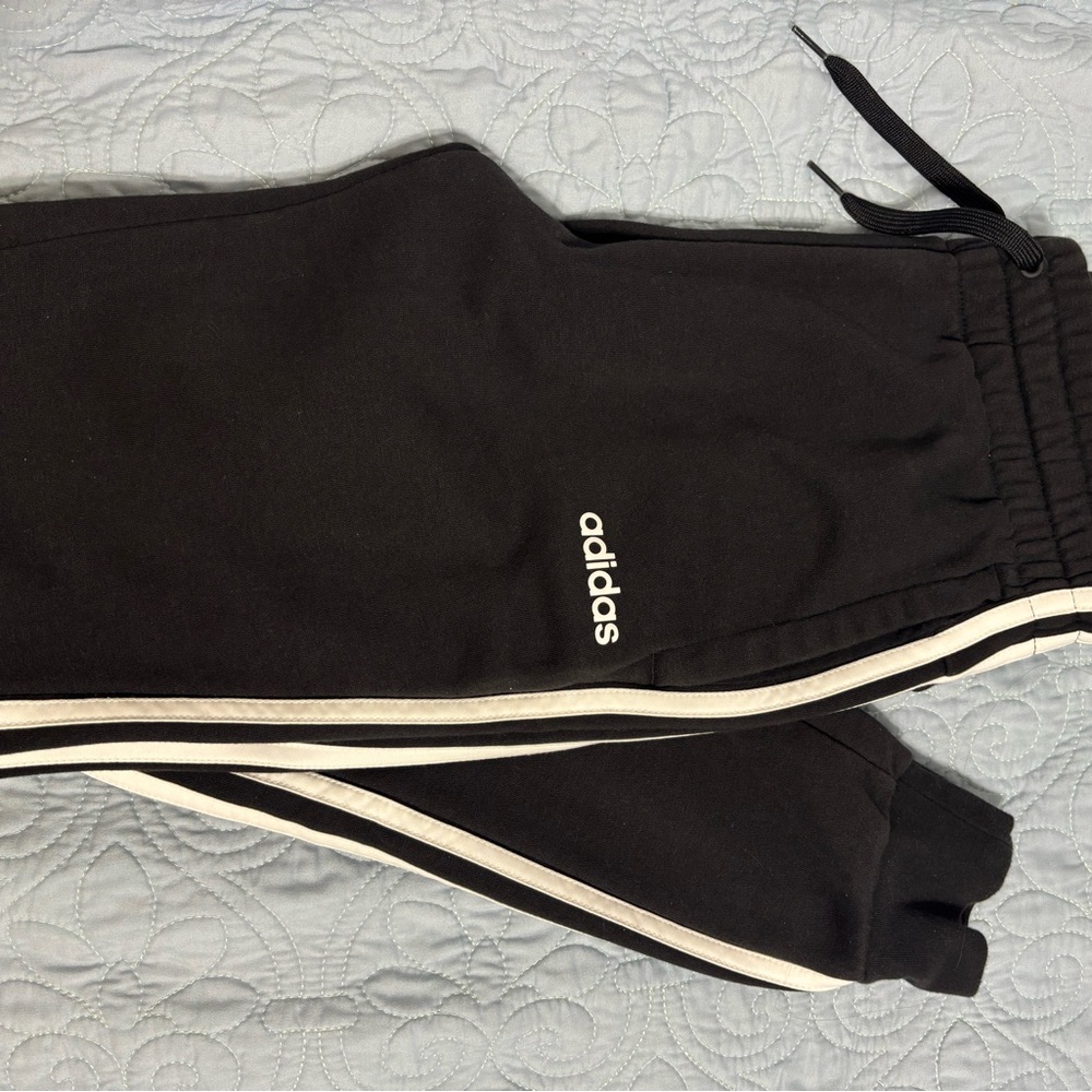 Adidas Black Sweatpants with White Stripes